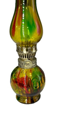 VINTAGE MULTICOLOURED GLASS PIXIE /FAIRY STYLE OIL LAMP MADE IN HONG KONG - Picture 4 of 7