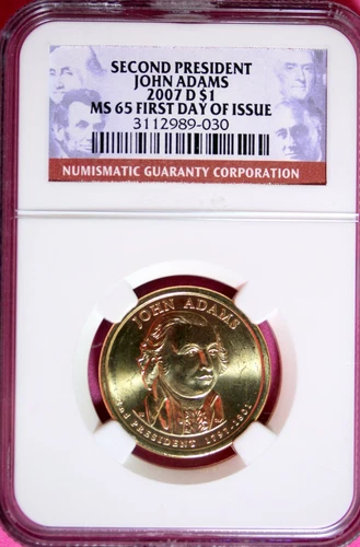 2007 - D NGC MS65 FIRST DAY OF ISSUE John Adams Dollar!!  #B29337