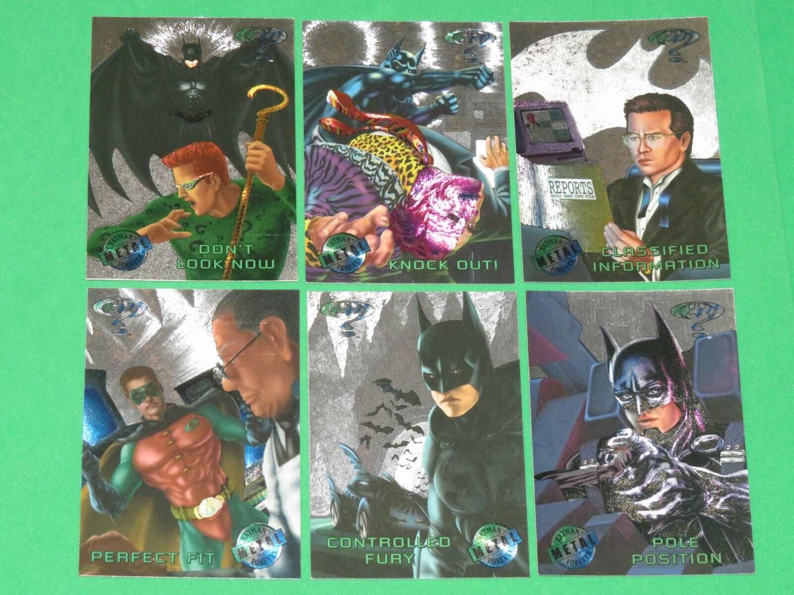 1995 BATMAN FOREVER METAL SILVER FLASHER PARALLEL 100 CARD SET DC UNIVERSE  FLEER