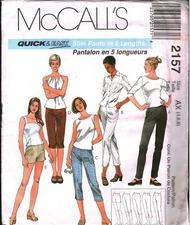2157 Vintage McCalls SEWING Pattern Misses UNCUT Quick Easy Slim Pants 5 Lengths