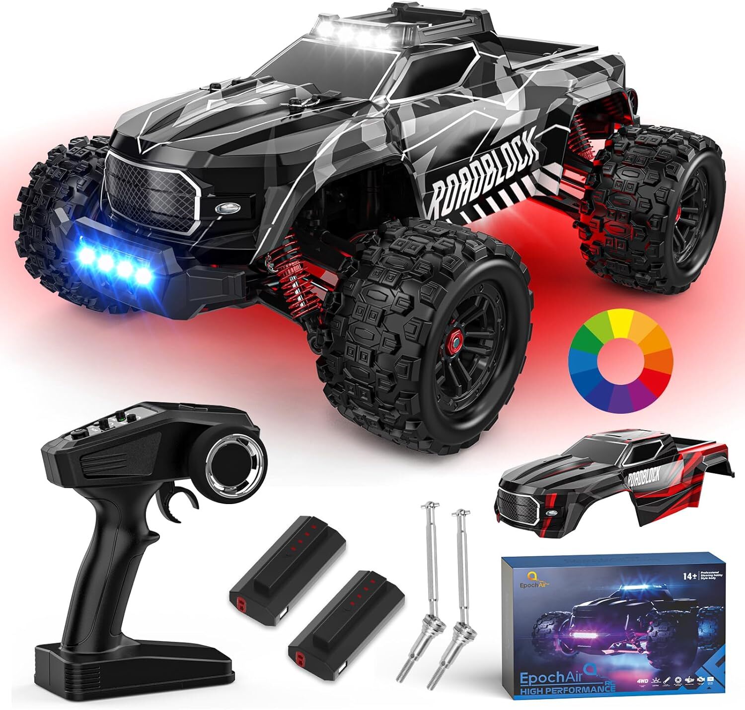 1:14 RTR Brushless Fast RC Cars for Adults, Max 45mph 4x4 Hobby (Black Extreme)