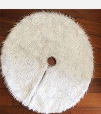 1PCS Christmas Tree Skirt White Faux Fur Xmas Floor Mat Ornaments Decoration