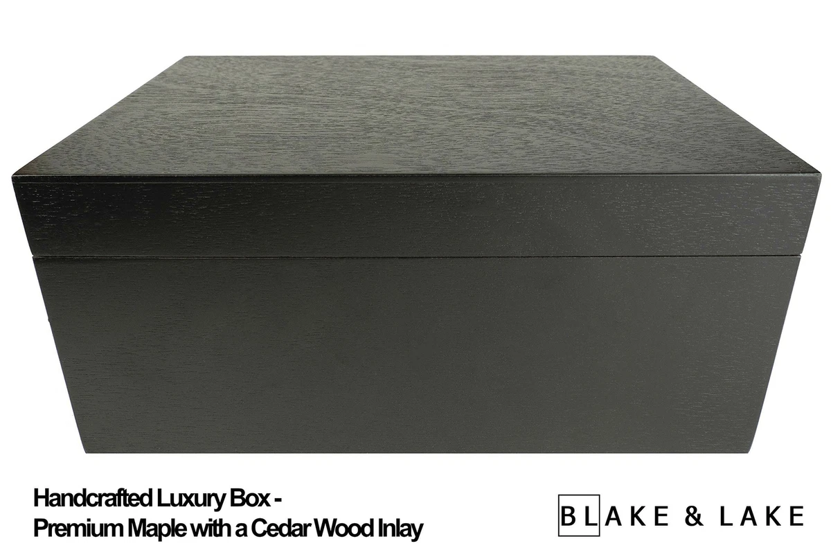 Blake & Lake Large Box with Hinged Lid - Wood Storage Box with Lid - Wooden  Keepsake Decorative boxes with lids (Dark Oak)