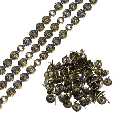 3 Stck. 1 Meter Blume Polster Heftklammern Streifen Ziersofa Nägel, Bronze