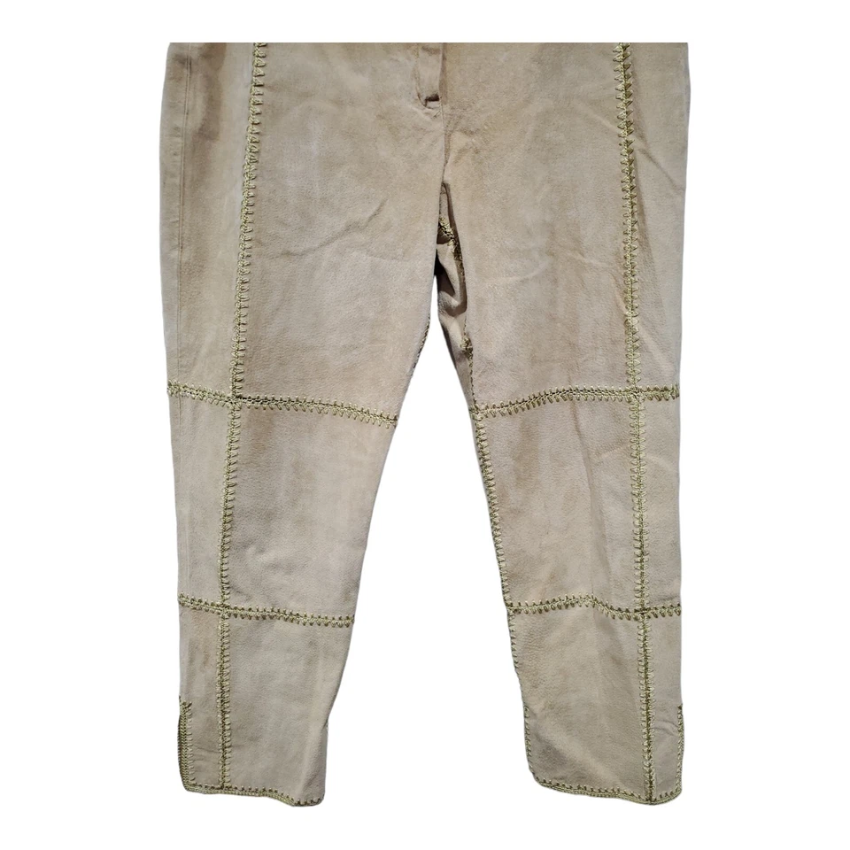 Pantalones para mujer de gamuza Essentials de cuero tostado rayón boho cosidos occidentales talla L Foto 3 de 4