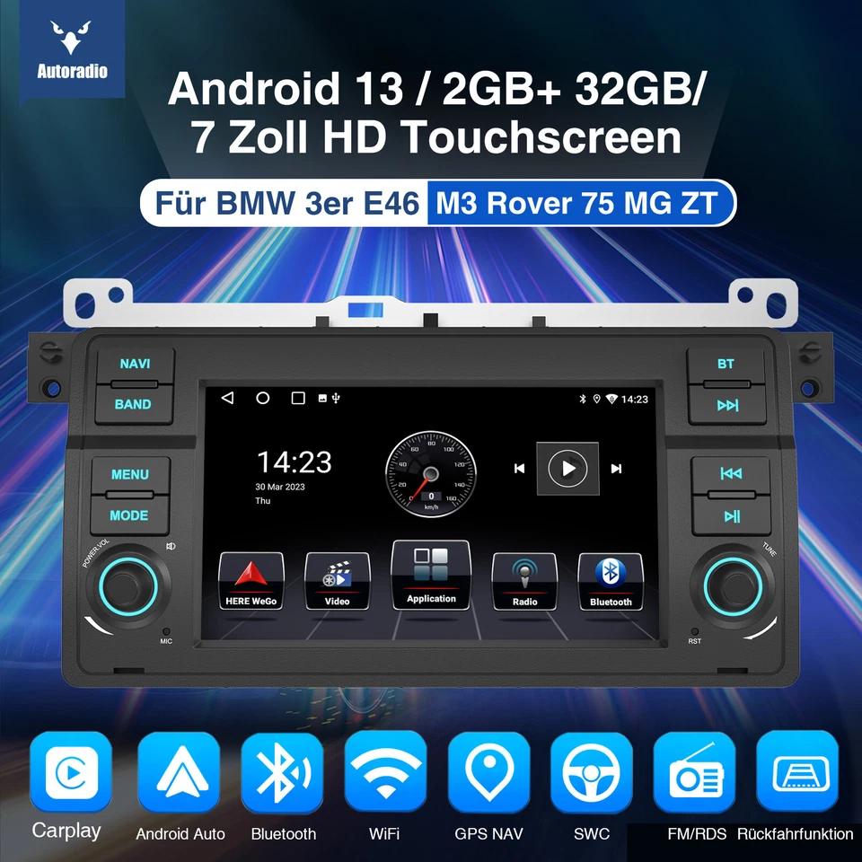 Für BMW E46 3er 318 320 M3 DAB+ Carplay Android 13 Autoradio Navi RDS MIK Kamera - Bild 2 von 4
