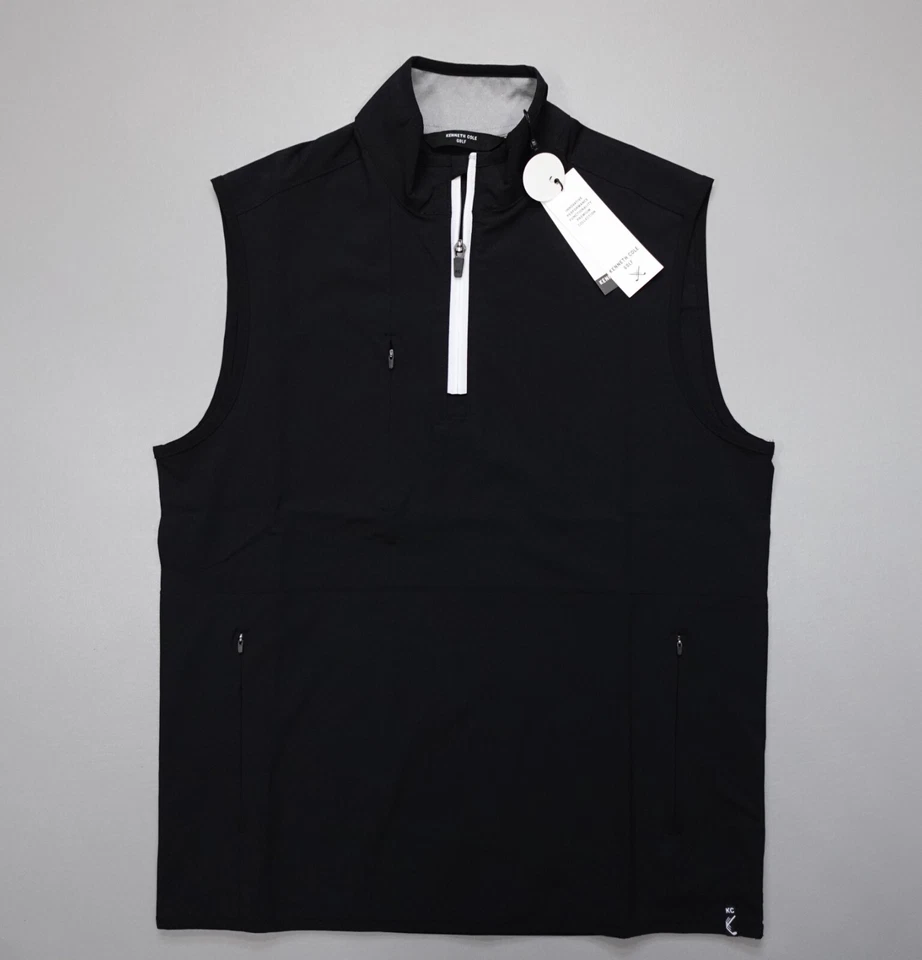 Kenneth Cole Men's Golf 1/4 Zip Vest Lightweight Stretch DWR Black - Imagem 2 de 4