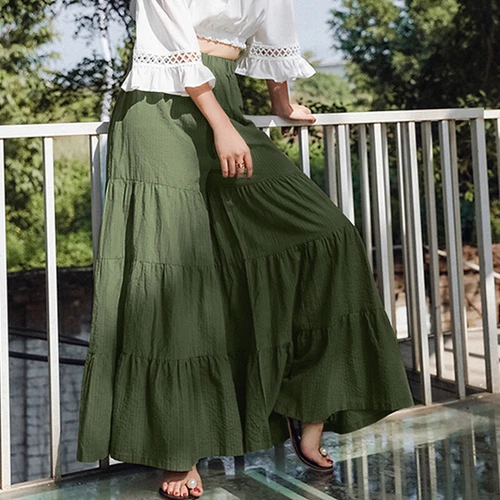 Pantalones largos informales de pierna ancha para mujer Pantalones culottes lisos sueltos - Imagen 14 de 30