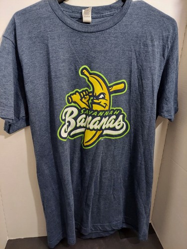 Savannah Bananas Mens Gray Short Sleeve T-Shirt Size Medium Big Cartoon Bat Logo - Picture 2 of 6
