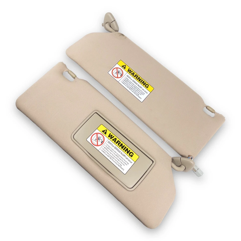 2006-2014 Honda Ridgeline Driver & Passenger Side Sun Visor Pair Set Tan Cloth - Image 2 of 4