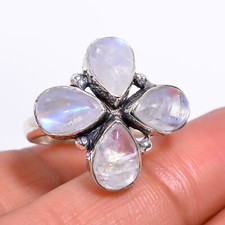 Rainbow Moonstone925 Sterling Silver Statement Ring, Oxide Antique Handmade Ring