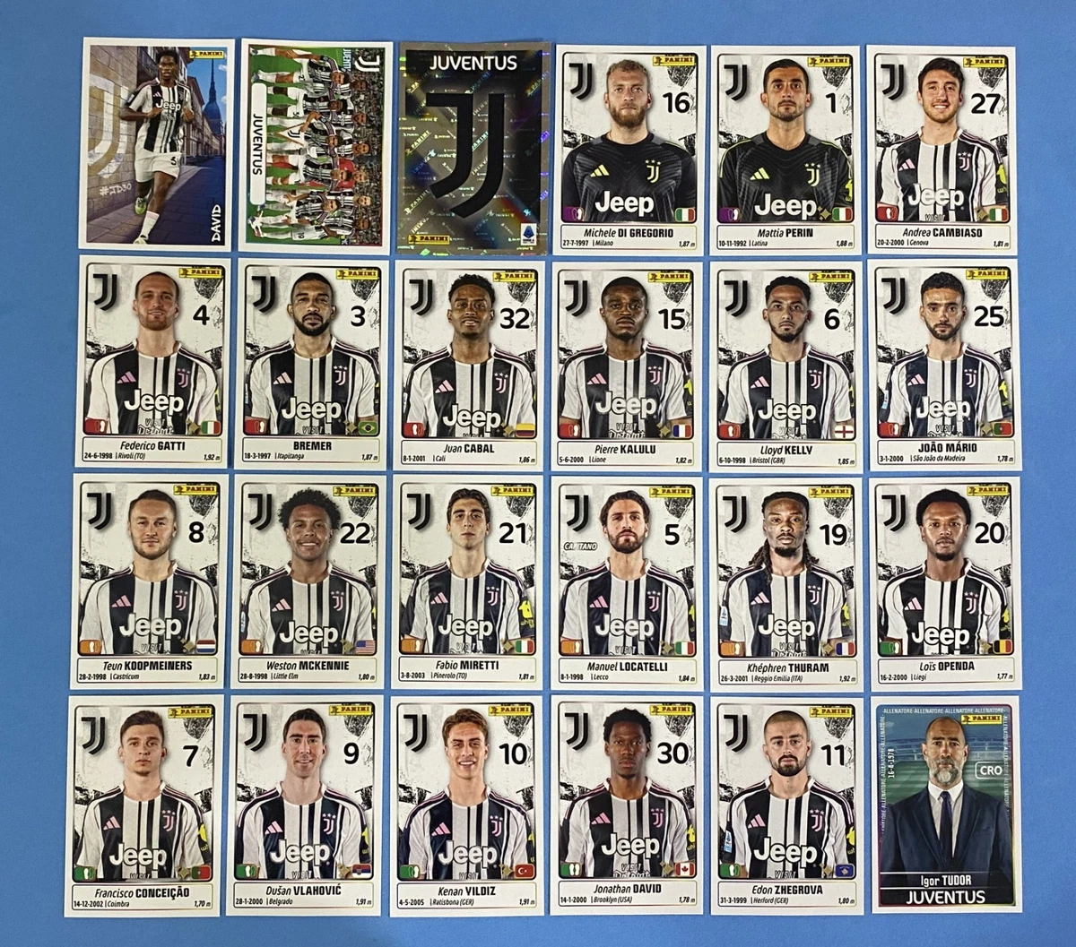 LOT De 9 Figurines Panini EUROPEAN FOOTBALL 1997 - Juventus - Neuves Non Détachées