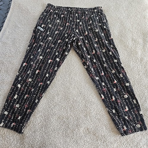Chefwear Baggy Pants With All-Over Japanese Inspired Calligraphy Print Black