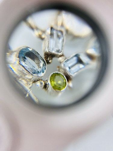 Vintage 925 Silver Cuff Bracelet Biwa Pearl Blue Topaz Peridot Quartz Boho 8.5” - Picture 14 of 14