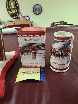 Budweiser 2010 Holiday Stein ''DASING THROUGH THE SNOW''   NIB & COA