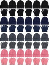 48 Pcs Winter Beanies Hats Gloves Bulk Winter Hat Gloves for Homeless Unisex ...