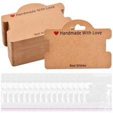 Bracelet Display Cards Kraft Paper Jewelry Holder for Selling Brown 100 Pk