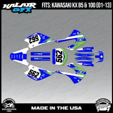 Kalair GFX Graphics Kit for Kawasaki KX85 KX100 (2001-2013)  Quantum- Blue