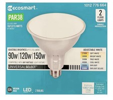 EcoSmart PAR38 LED Flood Light Bulbs 90W/120W/150W Adjustable White 2-Pack