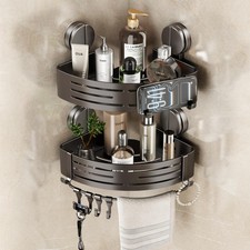 Corner Shower Caddy Suction Cup Shower Shelf Corner No Drilling Bathroom Show...