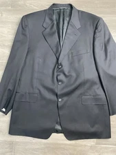 Canali Blazer Mens Size 48 R Black Wool Lined Jacket Made In Italy + Bowtie