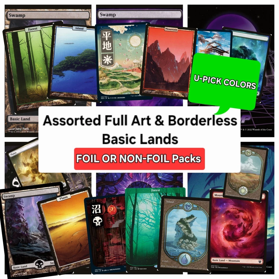 MTG: Borderless/F-Art Basic Land —(U PICK COLOR & FOIL/NON-FOIL) **SEE LISTING** - Image 3 of 4