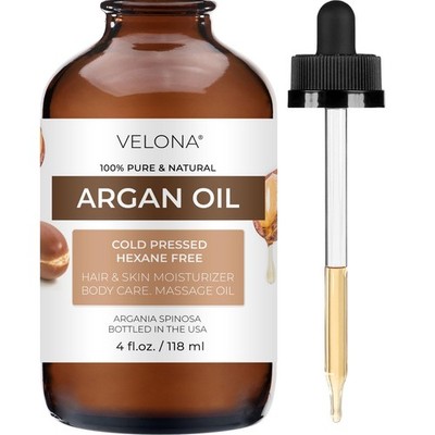 velona Argan Oil - 4 oz (With Dropper) | Morocco Oil For Hair Growth, Skin