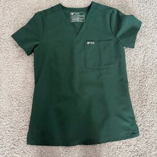 FIGS Casma Scrub Top Hunter Green V-Neck Technical Collection Size XXS