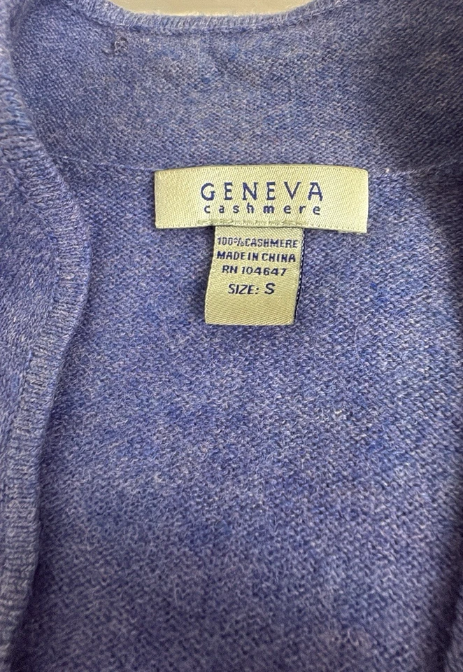 Geneva 100% Cashmere V Neck Sweater Womens Small Purple Money Luxury - Image 3 of 4