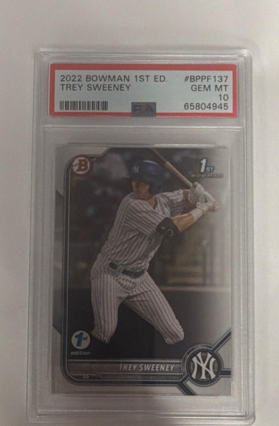 Topps 2022 Bowman 1st Edition Trey Sweeney #BPPF-137 PSA 10 Rookie Yankees