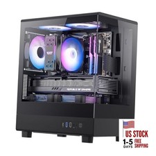 Micro-ATX PC Case, Pre-Install 3 PWM ARGB Fans Computer Case, Full View Black