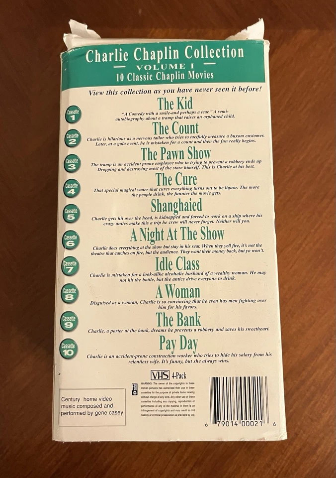 CHARLIE CHAPLIN COLLECTION Vol 1, 4-Pack VHS 10 Charlie Chaplin movies SEALED! Foto 2 de 4