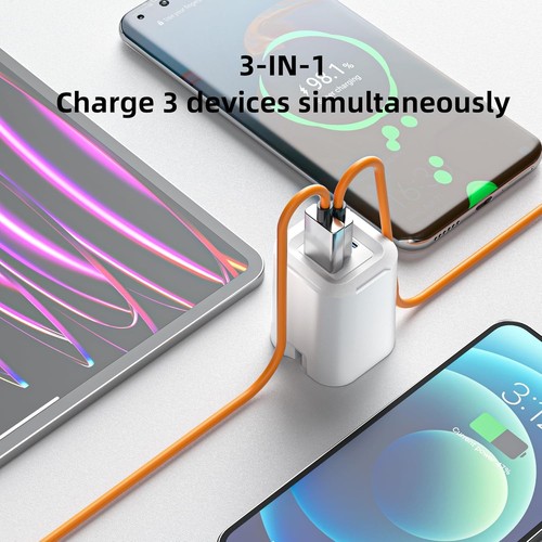 Ven ‑ Dens 65W Gan Rapide Chargeur USB & Type ‑ C 3 ‑ En ‑ 1 Multi ‑ Port - Picture 15 of 24