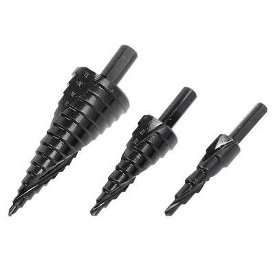 3Pcs/Set HSS Step Drill Bit Set Large Cone Titanium Bit Kit Metal Hole Cutter