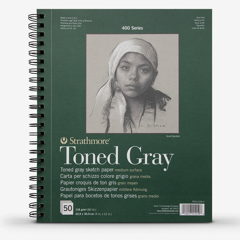 Strathmore : 400 Series : Toned Grey : Sketch Pad : 9x12in (Apx.23x30cm) : 50...