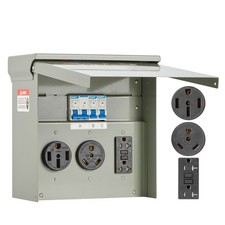 Temporary Power Outlet Panel, 20 30 50 Amp, RV EV Electrical Outlet Panel, with