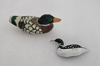 Wooden Loom Duck Maine Fridge Magnet & Mallard Mini Figures Handcrafted 2''