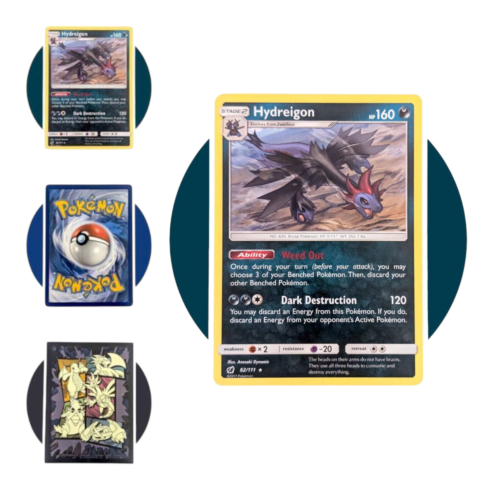 Crimson Invasion Pokemon Card (QQ63): Hydreigon 62/111