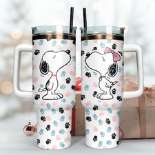 Cartoon Puppy Lover Insulated Tumbler With Handle 40oz 30oz 20oz