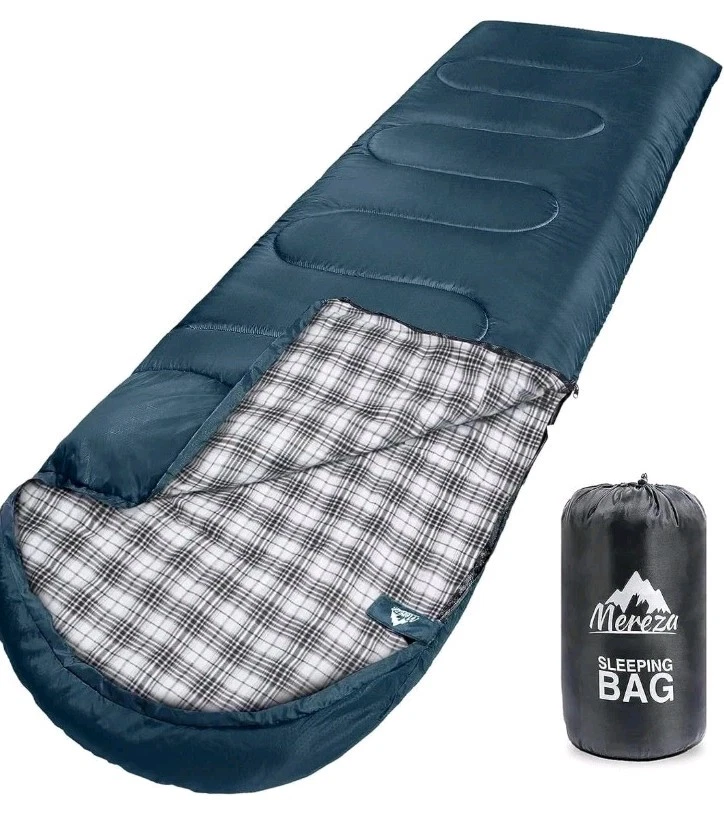 Flannel Sleeping Bag for Adults XL, Large Wide Sleeping Bags for Camping Mens...