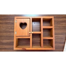 Heart Cut Out Farmhouse Country Cottage Core Wood Shelf Trinket Shelf 17"x 14.5"