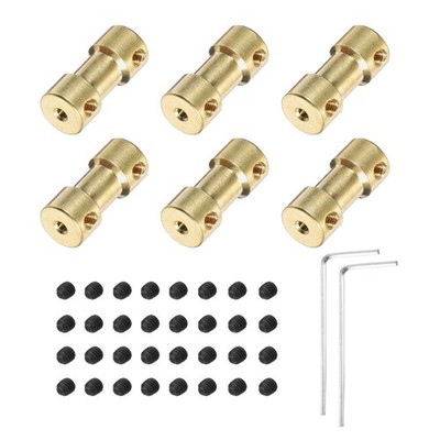 6pcs 2mm to 4mm Brass Shaft Coupling Joint Connector with Screws and Wrench