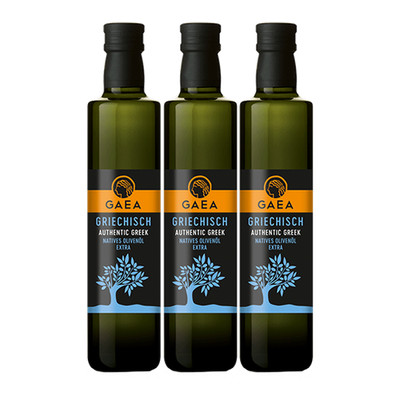 Gaea Classic Griechisches Authentisches Olivenöl Extra, 0,5L, 3er Pack