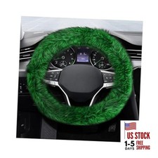 Fluffy Steering Wheel Cover, 15 Inch Soft Microfiber Plush Steering Wheel Green