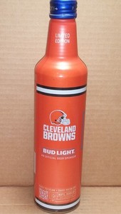 Bud Light Cleveland Browns 16oz alum beer bottle 2025 Anheuser-Busch - EMPTY