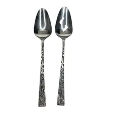 Towle SCC Stainless Flatware 1 Solid & 1 Pierced Serving Spoon Aquarius Pattern