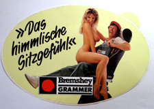 Werbe-Aufkleber Grammer Bremshey Fahrzeug-Sitz Brummi Bus sexy Girl 80er 22x15cm