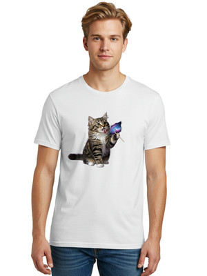 Cat-Licking-Lollipop Mens Graphic Tee, 100% Cotton, Casual Summer Wear