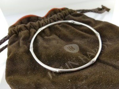 John Hardy hell Sterlingsilber Bambus Kollektion 8'' Armreif Armband mit Tasche