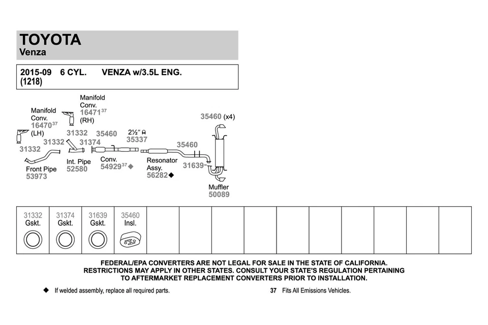 For Toyota Venza 09-15 Exhaust Muffler and Pipe Assembly Quiet-Flow Stainless - Imagem 3 de 4